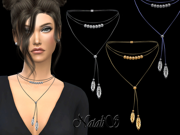  The Sims Resource: Choker with feathers and beads by NataliS
