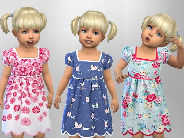  The Sims Resource: Patterned Toddler Dresses by SweetDreamsZzzzz