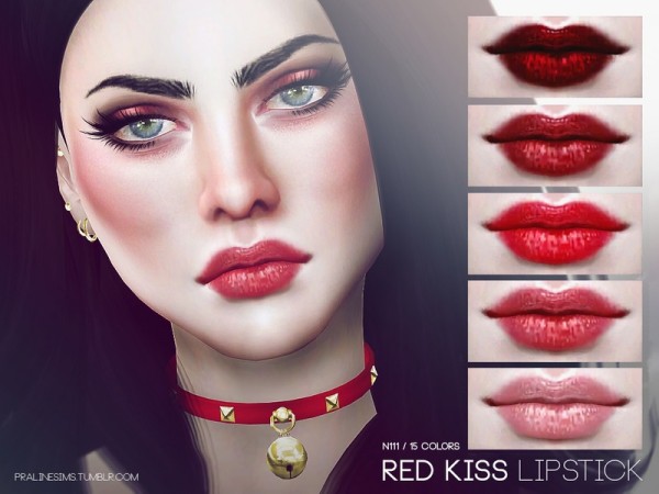  The Sims Resource: Red Kiss Lipstick N111 by Pralinesims