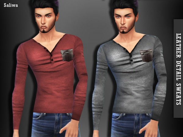  The Sims Resource: Leather Detail Tops by Saliwa