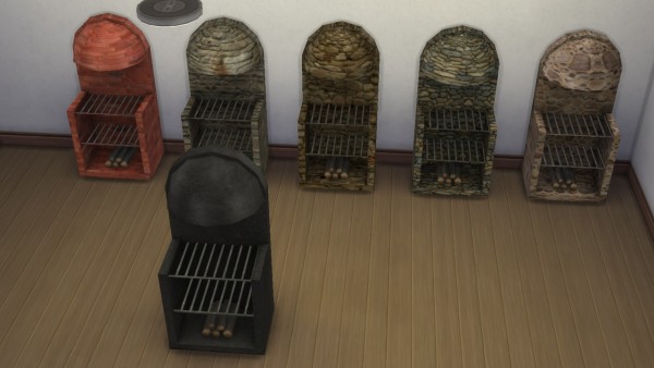  Mod The Sims: Medieval stove grill fireplace with animated fire by necrodog