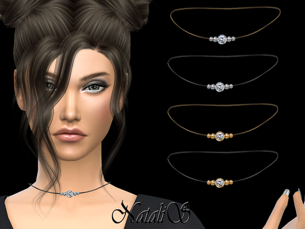  The Sims Resource: Leather choker with crystal clasp by NataliS
