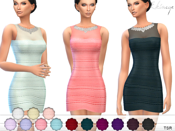  The Sims Resource: Jewel Neck Mini Dress by ekinege