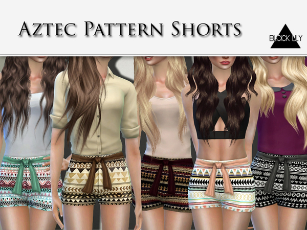  The Sims Resource: Aztec Pattern Shorts by Black Lily
