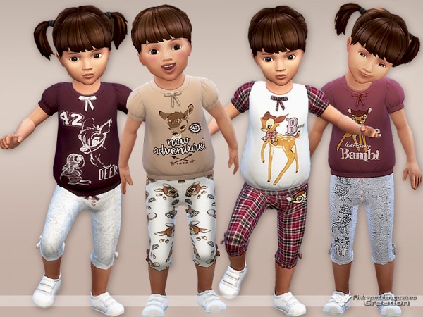  The Sims Resource: Bambi Pyjama Set for Toddlers by Pinkzombiecupcake