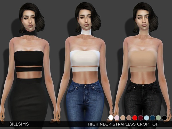  The Sims Resource: High Neck Strapless Crop Top by Bill Sims