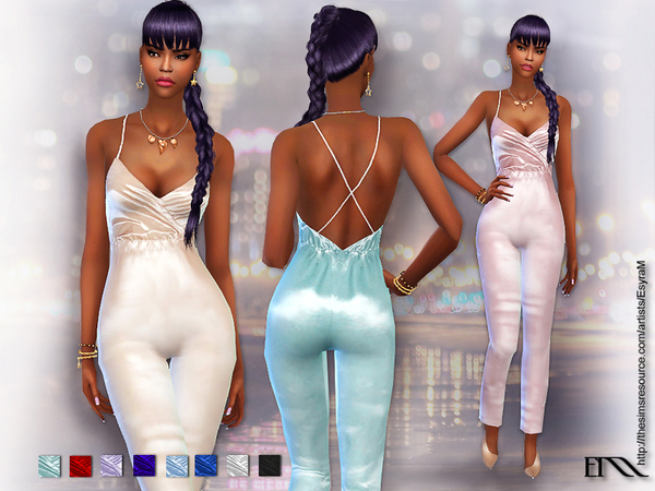 The Sims Resource: Cocktail silk jumpsuit by EsyraM