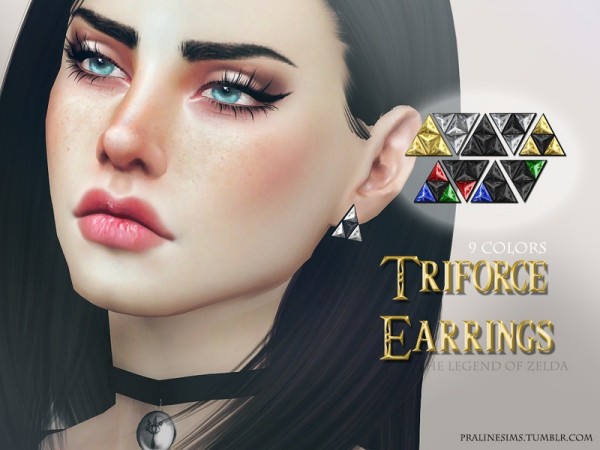  The Sims Resource: Triforce Earrings by Pralinesims