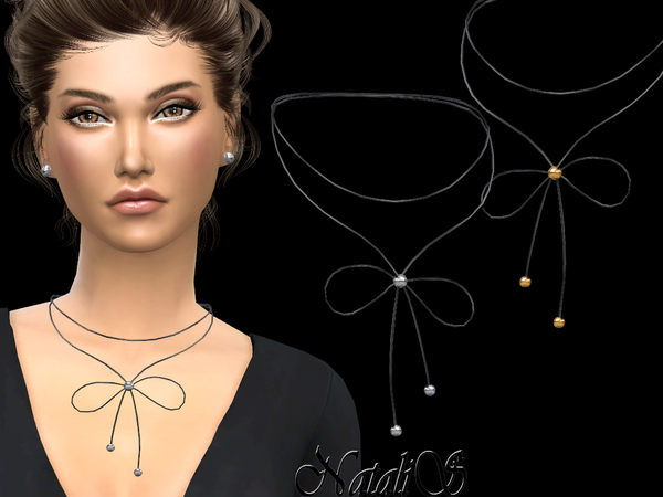  The Sims Resource: Simple cord necklace with beads  by NataliS