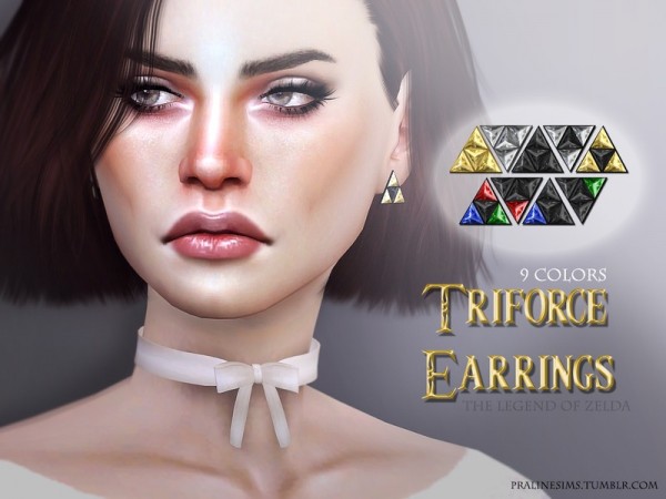  The Sims Resource: Triforce Earrings by Pralinesims