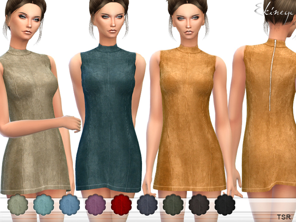  The Sims Resource: Suede Shift Dress by ekinege