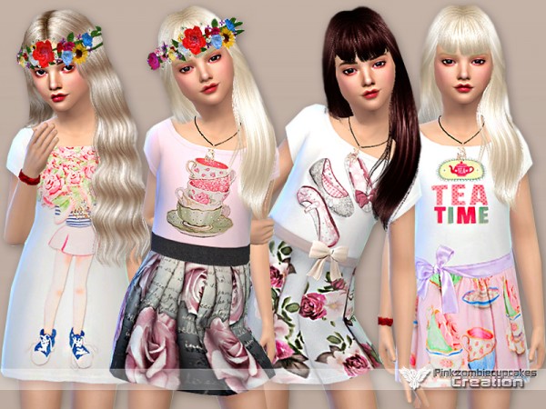  The Sims Resource: Tea Time Dress Collection for Girls by Pinkzombiecupcakes