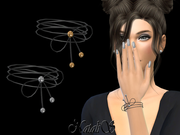  The Sims Resource: Simple cord bracelet with beads by NataliS