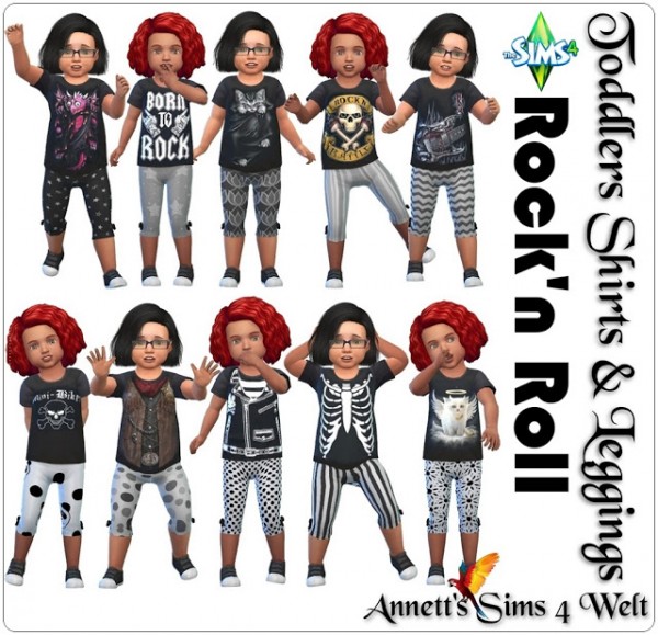  Annett`s Sims 4 Welt: Toddlers Shirts & Pants Rockn Roll