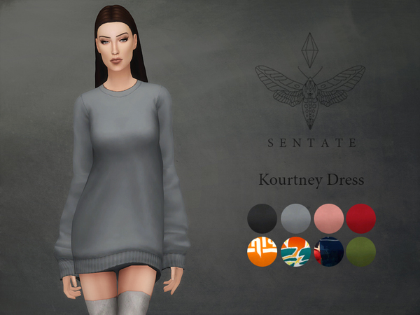  The Sims Resource: Kourtney Sweater Dress by Sentate