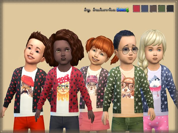  The Sims Resource: Knitted Jacket Hearts by bukovka
