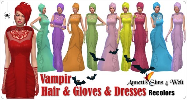  Annett`s Sims 4 Welt: Vampires   Hair, Dresses and Gloves   Recolors