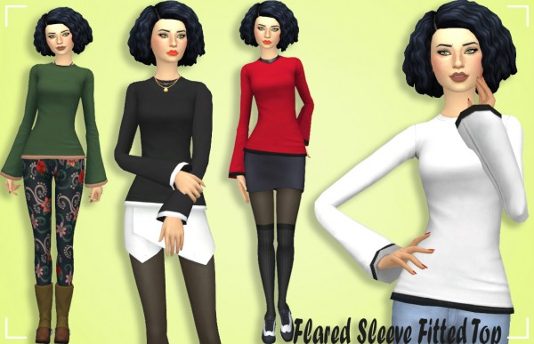 Simsworkshop: Flared Sleeve Fitted Top by Annabellee25,