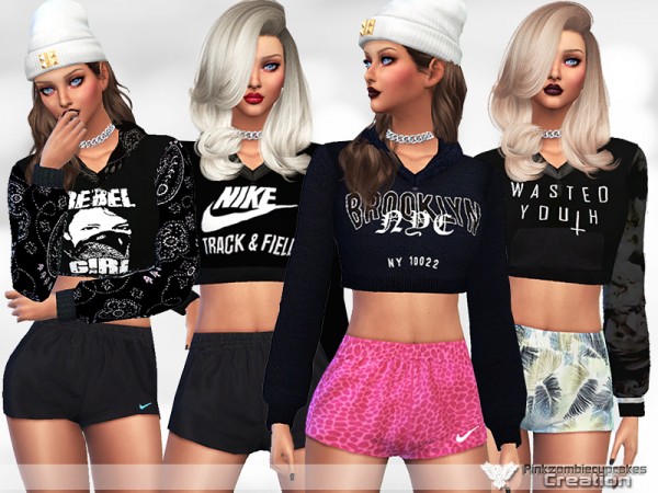  The Sims Resource: Simple Black Hoodie Collection by Pinkzombiecupcake