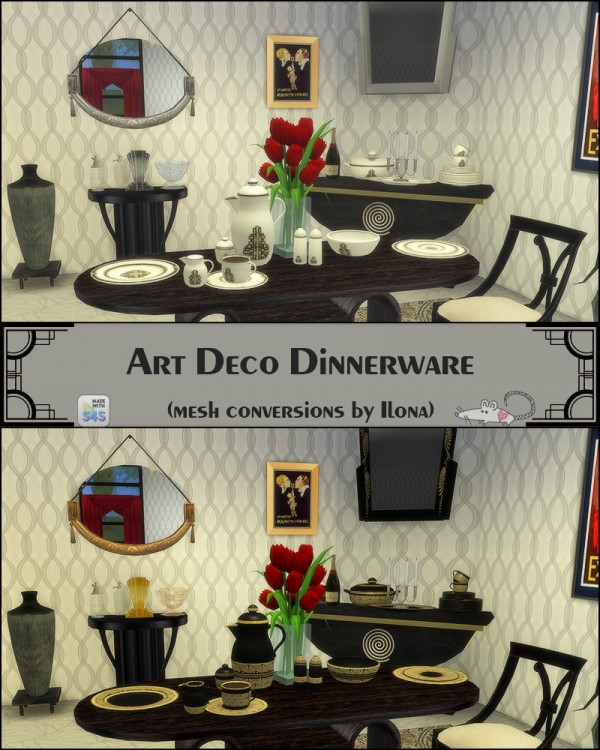  Loveratsims4: Art deco dinnerware