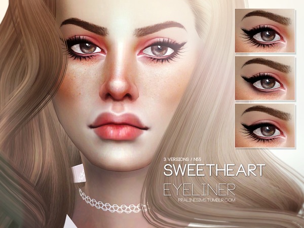  The Sims Resource: Sweetheart Eyeliner N55 by Pralinesims
