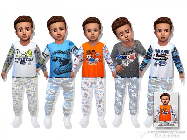  The Sims Resource: Sporty Pyjama Collection for Toddler by Pinkzombiecupcakes