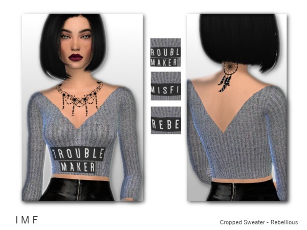  The Sims Resource: Cropped Sweater   Rebellious by IzzieMcFire