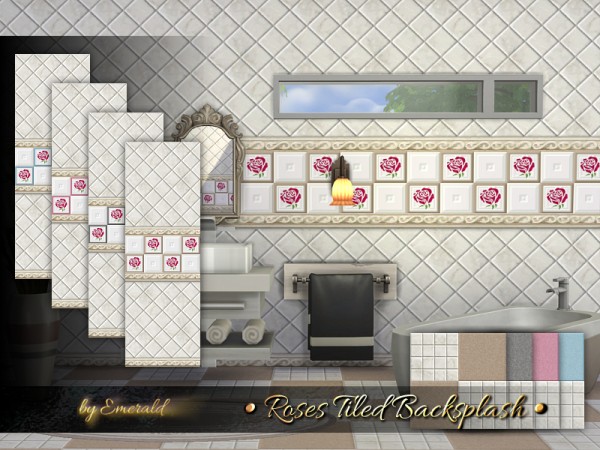  The Sims Resource: Roses Tiled Backsplash by emerald