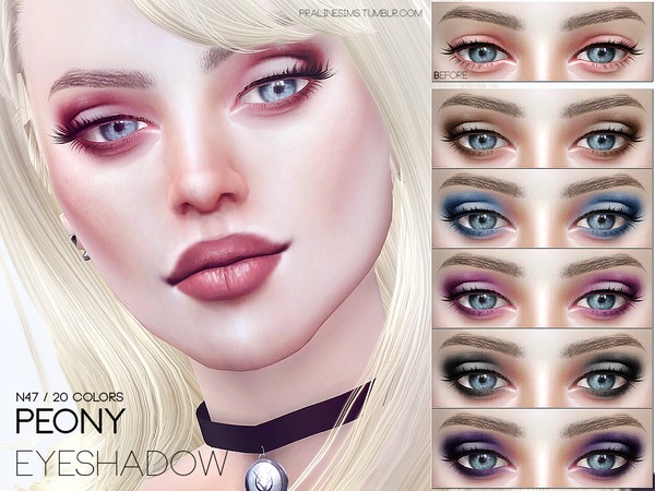  The Sims Resource: Peony Eyeshadow N47 by Pralinesims