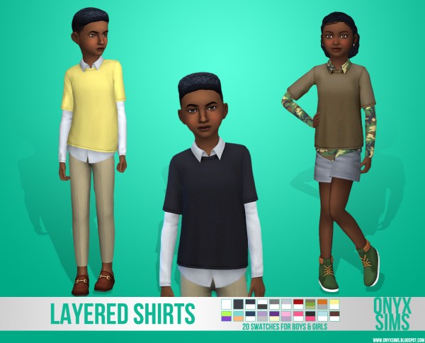  Onyx Sims: Layered Shirt for Kids