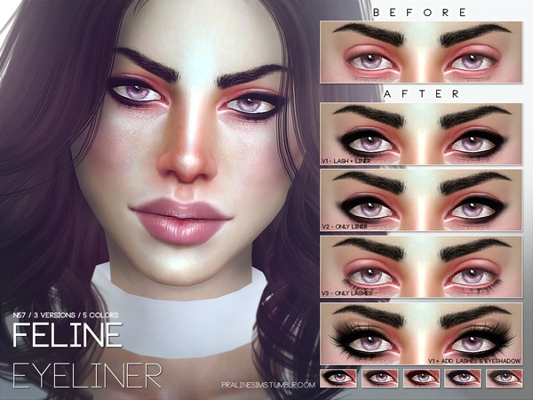  The Sims Resource: Feline Eyeliner N57 by Pralinesims