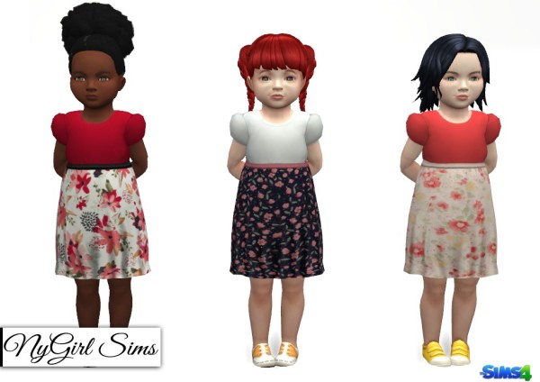  NY Girl Sims: Floral Skirt Dress with Bow