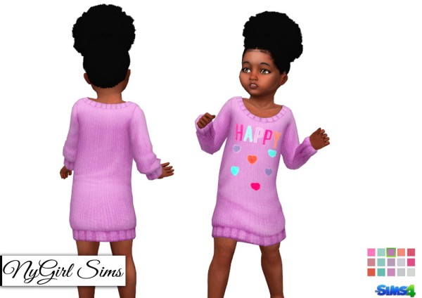  NY Girl Sims: Ribbed Graphic Sweater Dress