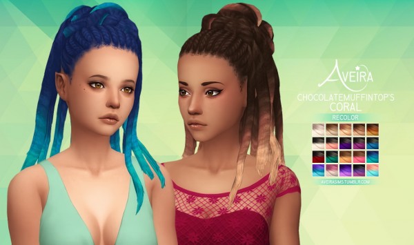  Aveira Sims 4: Chocolatemuffintop’s Coral hairstyle