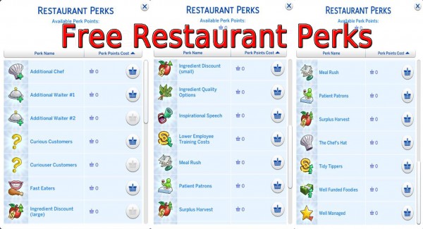  Simsworkshop: Simstopics Free Restaurant Perks! 2.0