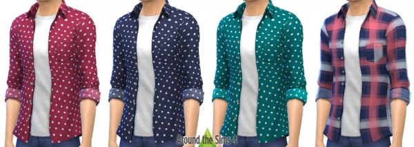  Around The Sims 4: H&M Open Shirt rolled sleeves and T Shirt