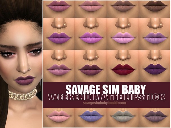  The Sims Resource: Weekend Matte Lipstick by SavageSimBaby