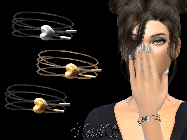  The Sims Resource: Cord bracelet with heart by NataliS