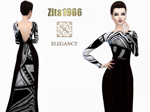  The Sims Resource: Elegancy   Vintage Glamour dress by ZitaRossouw