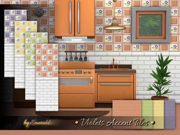 The Sims Resource: Violets Accent Tiles by emerald