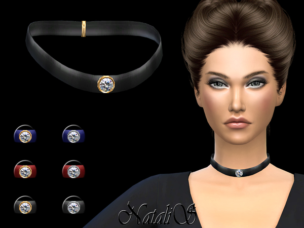  The Sims Resource: Velvet choker with crystal by NataliS