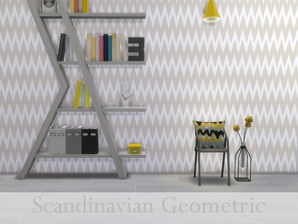  The Sims Resource: Scandinavian Geometric walls by Devenyyy