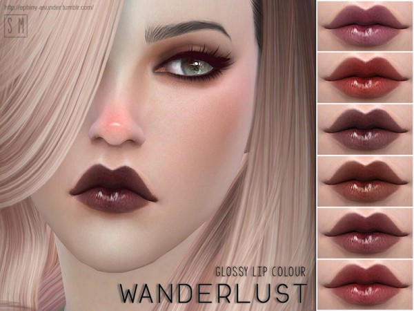  The Sims Resource: Wanderlust   Glossy Lip Colour by Screaming Mustard
