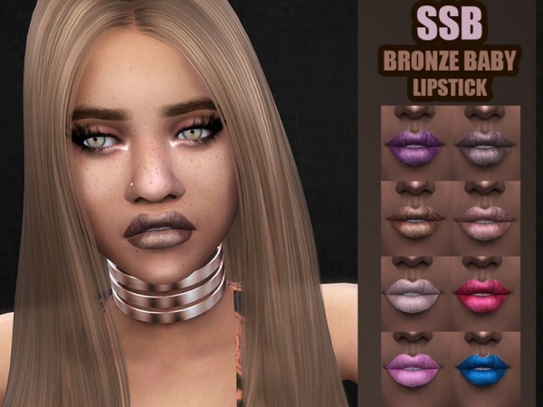  The Sims Resource: Bronze and Metallic Lipsticks by SavageSimBaby
