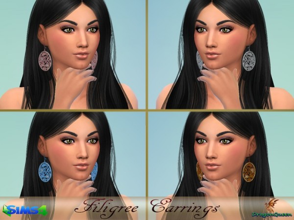  The Sims Resource: Filigree Earrings by DragonQueen