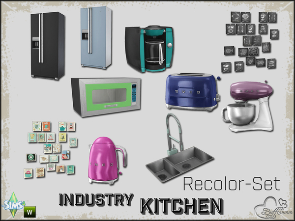  The Sims Resource: Industry Kitchen Recolor Set by BuffSumm