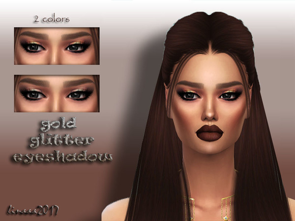  The Sims Resource: Gold Glitter Eyeshadow by linaaa2017
