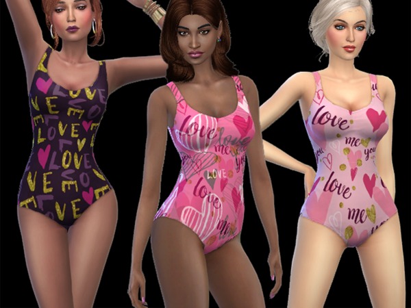  The Sims Resource: Love and Hearts Swimsuit by ShaktiRose
