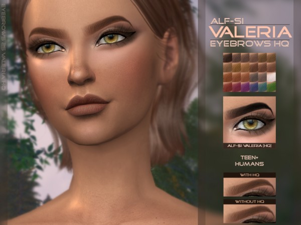  The Sims Resource: Valeria   Eyebrows HQ and Non HQ by Alf Si