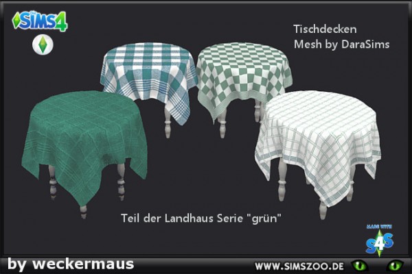  Blackys Sims 4 Zoo: Tablecloth round and green by weckermaus
